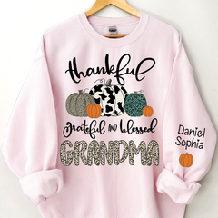 Lofaris Custom Blessed Grandma Leopard Pumpkin Sweatshirt