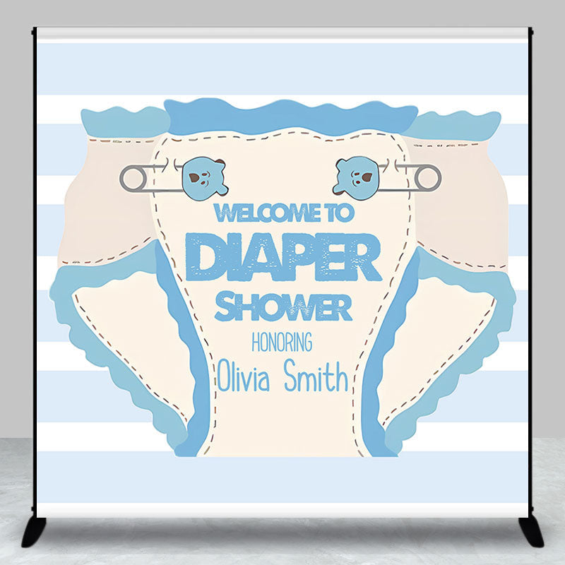 Lofaris Custom Blue Diaper And Wipes Shower Baby Backdrop