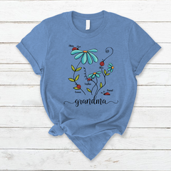 Lofaris Custom Blue Flower Bug Grandma And Kids T - Shirt
