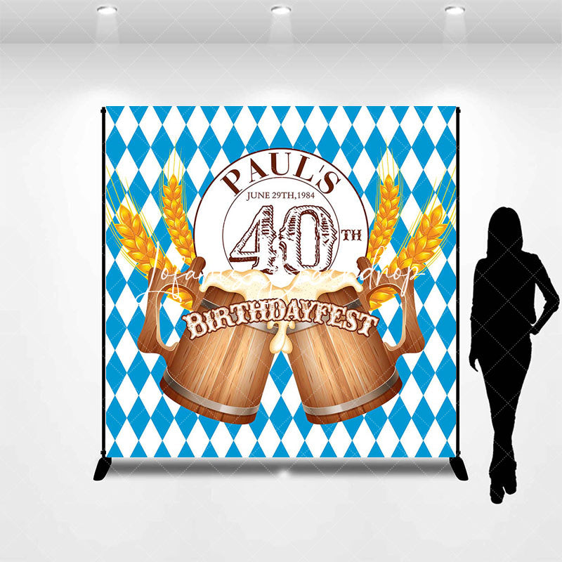 Lofaris Custom Blue Rhombus Beer Birthdayfest Party Backdrop