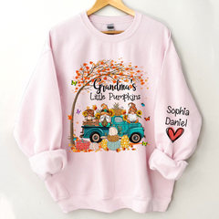 Lofaris Custom Blue Truck Gnomes Autumn Tree Sweatshirt