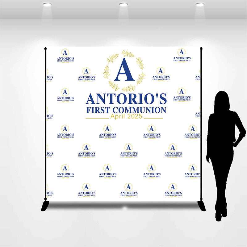 Lofaris Custom Blue Words Step And Repeat Baptism Backdrop