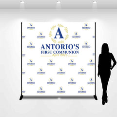 Lofaris Custom Blue Words Step And Repeat Baptism Backdrop