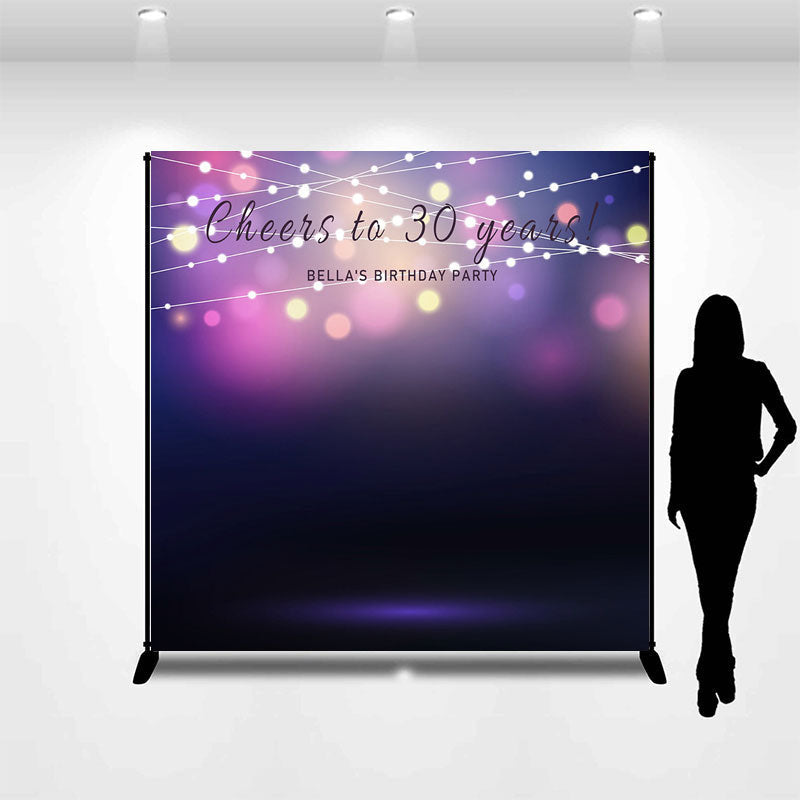 Lofaris Custom Bokeh String Lights Purple Birthday Backdrop
