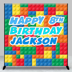 Lofaris Custom Building Block Happy 8th Birthday Backdrop