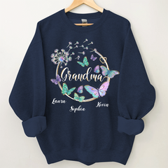 Lofaris Custom Butterfly Dandelion Circle Grandma Sweatshirt