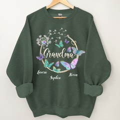 Lofaris Custom Butterfly Dandelion Circle Grandma Sweatshirt