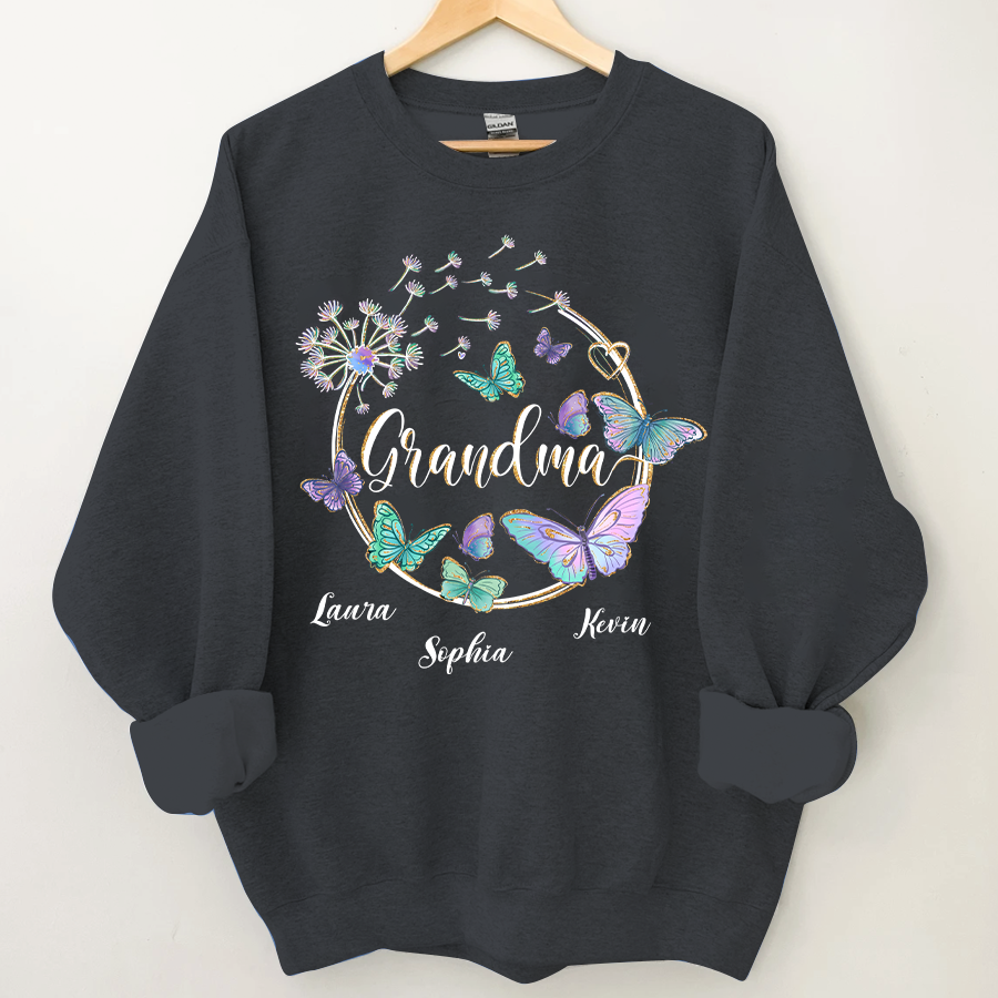 Lofaris Custom Butterfly Dandelion Circle Grandma Sweatshirt