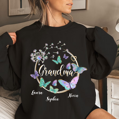 Lofaris Custom Butterfly Dandelion Circle Grandma Sweatshirt
