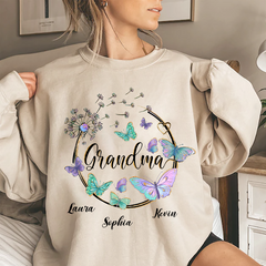 Lofaris Custom Butterfly Dandelion Circle Grandma Sweatshirt