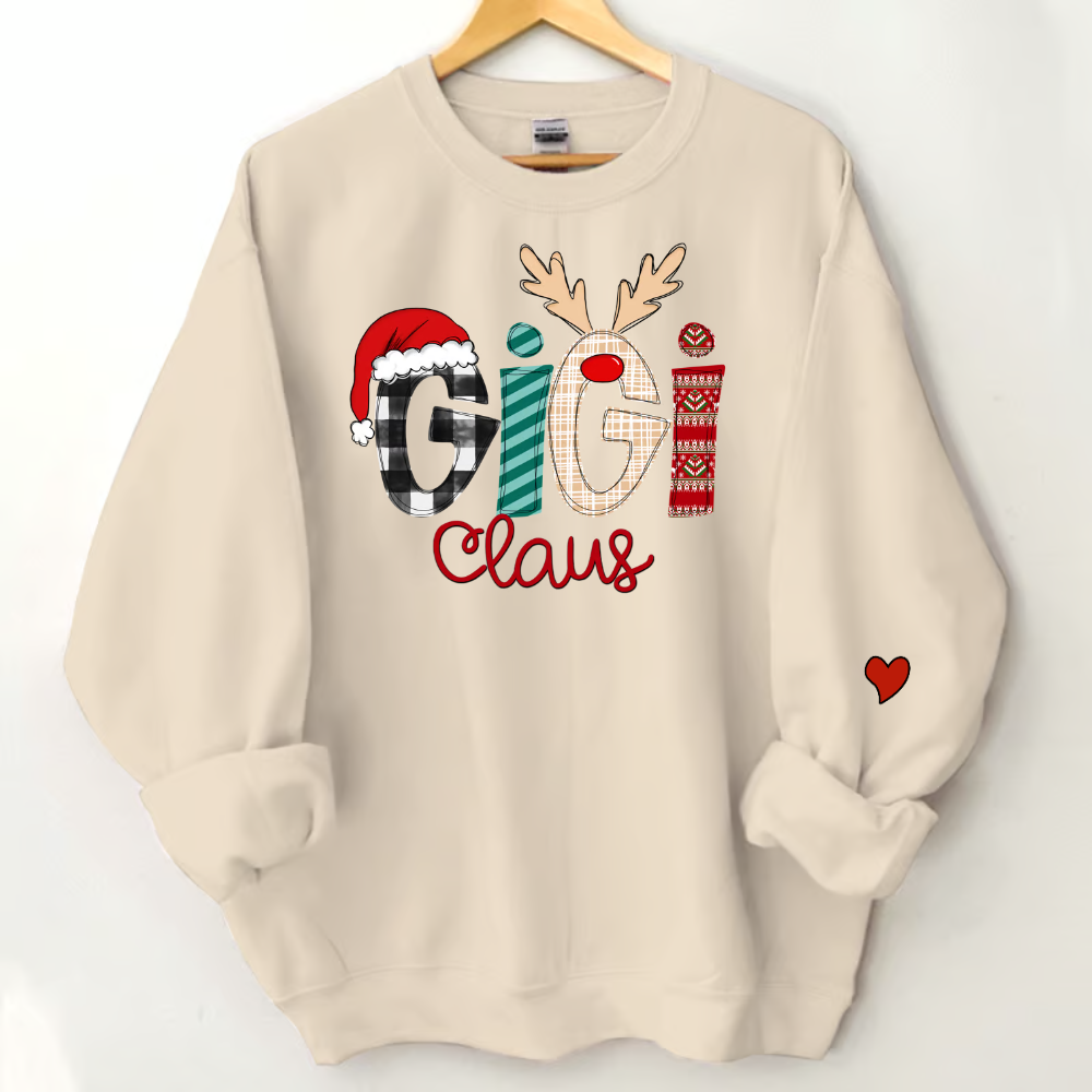 Lofaris Custom Christmas Gigi Claus And Grandkids Sweatshirt