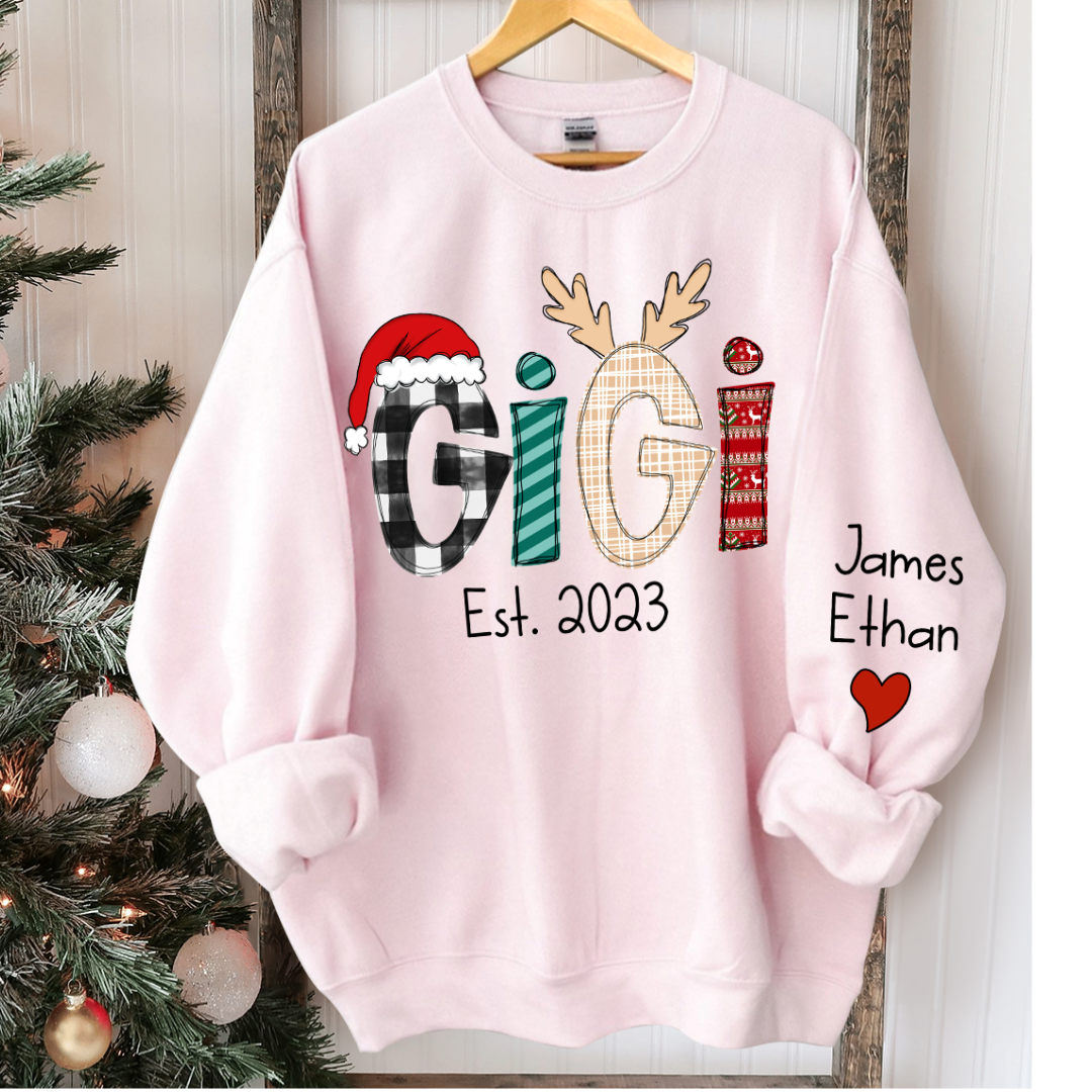 Lofaris Custom Christmas Gigi Grandma Mimi Est Year And Kids CTH01 Sweatshirt