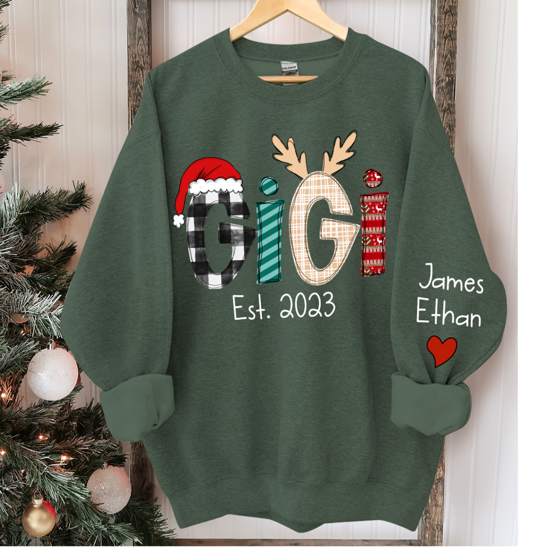Lofaris Custom Christmas Gigi Grandma Mimi Est Year And Kids CTH01 Sweatshirt