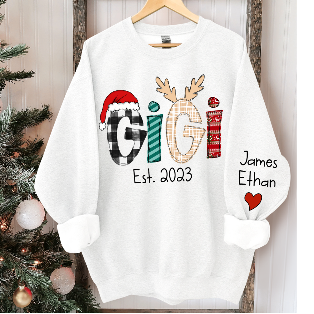 Lofaris Custom Christmas Gigi Grandma Mimi Est Year And Kids CTH01 Sweatshirt