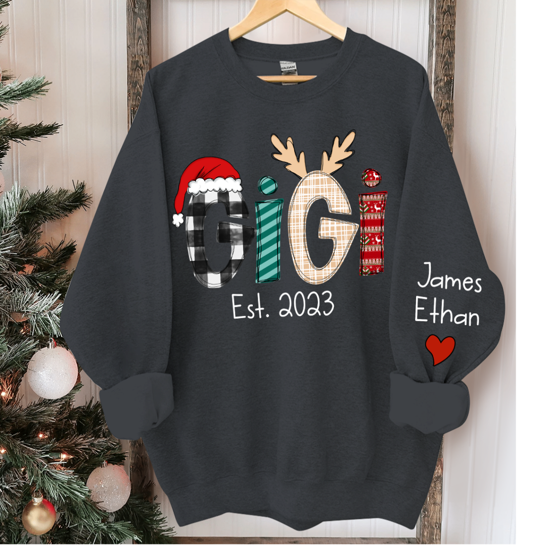 Lofaris Custom Christmas Gigi Grandma Mimi Est Year And Kids CTH01 Sweatshirt