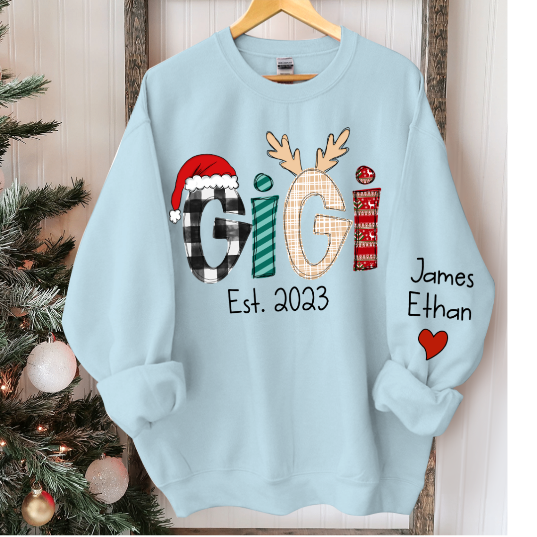 Lofaris Custom Christmas Gigi Grandma Mimi Est Year And Kids CTH01 Sweatshirt