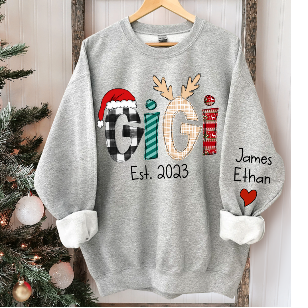 Lofaris Custom Christmas Gigi Grandma Mimi Est Year And Kids CTH01 Sweatshirt