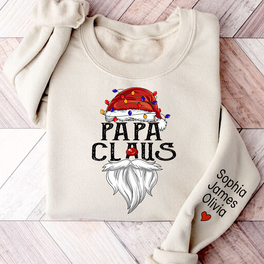 Lofaris Custom Christmas Papa Claus Gift Name Sweatshirt