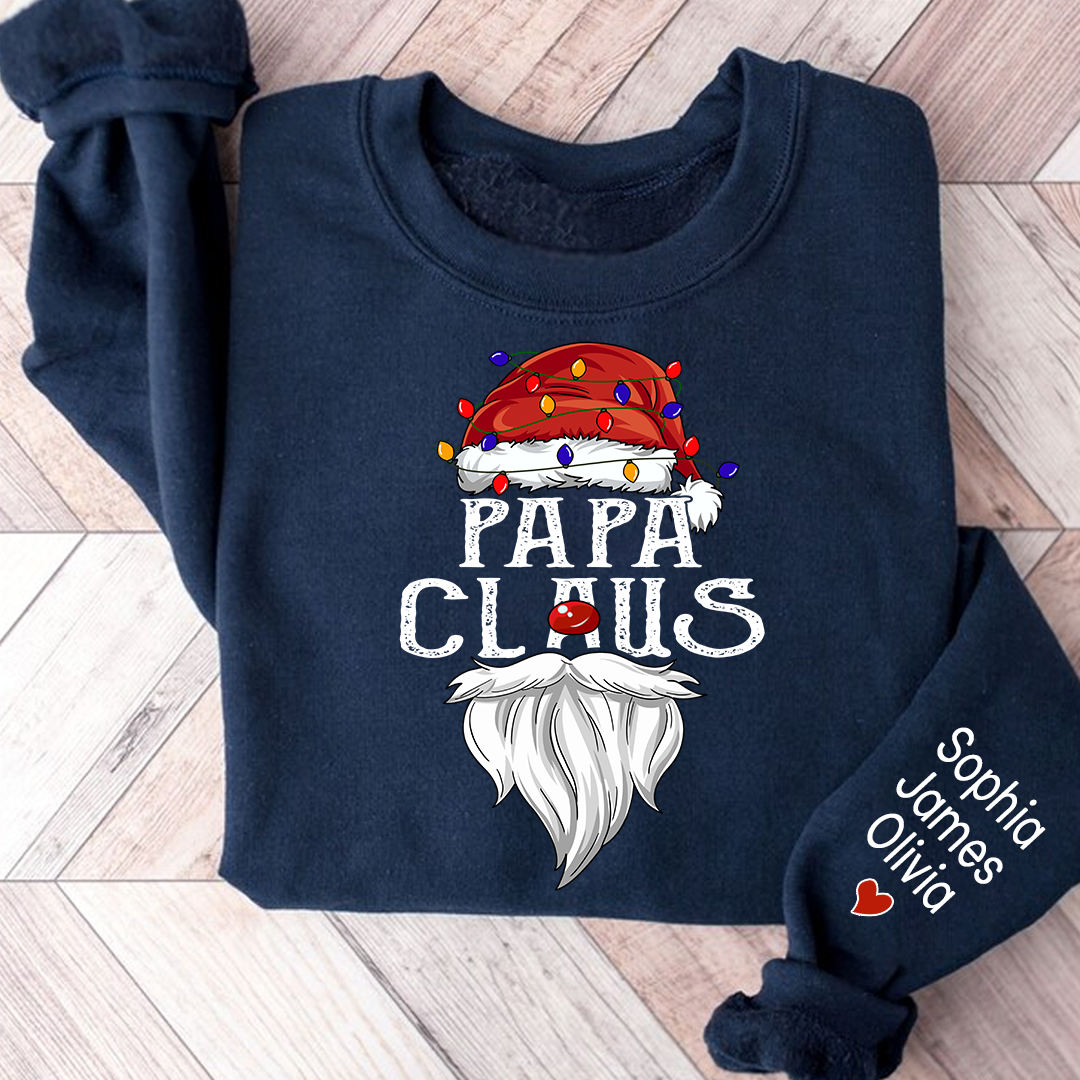 Lofaris Custom Christmas Papa Claus Gift Name Sweatshirt