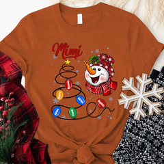 Lofaris Custom Christmas Tree Line Mimi Snowman T-Shirt
