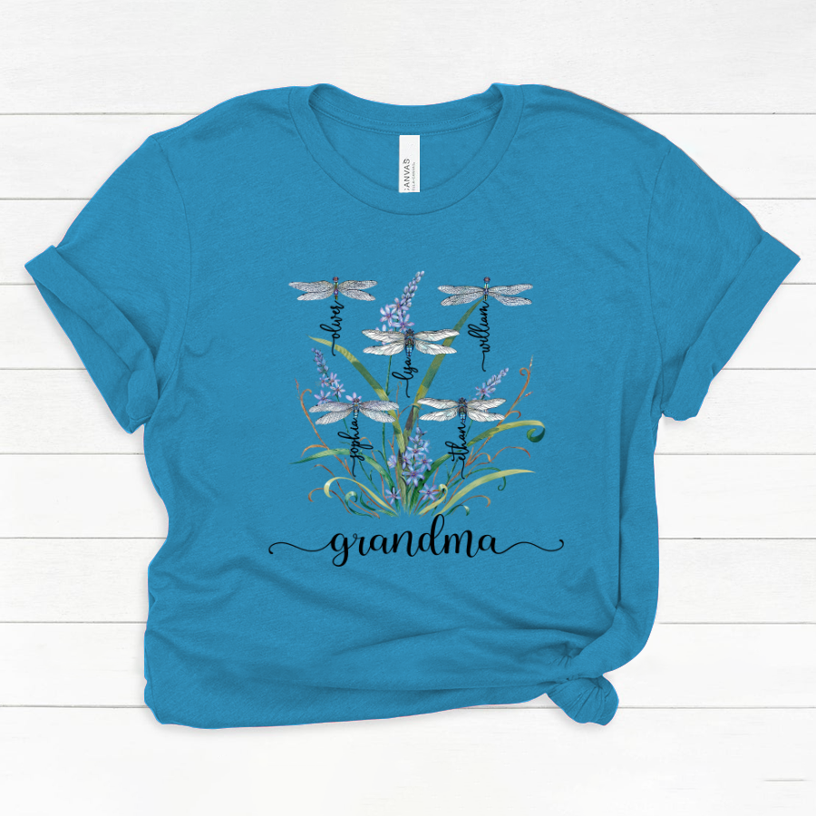 Lofaris Custom Classic Grandma Kids Weeds Dragonfly T-Shirt