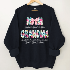 Lofaris Custom Colorful Floral Mom Grandma Kids Sweatshirt