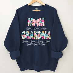 Lofaris Custom Colorful Floral Mom Grandma Kids Sweatshirt