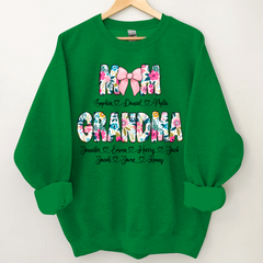 Lofaris Custom Colorful Floral Mom Grandma Kids Sweatshirt