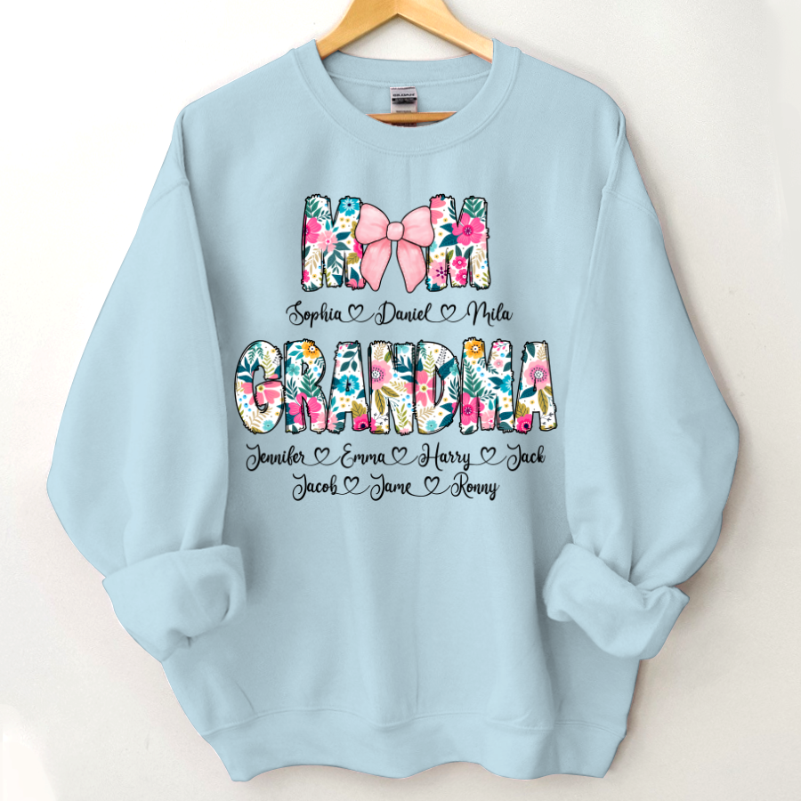 Lofaris Custom Colorful Floral Mom Grandma Kids Sweatshirt
