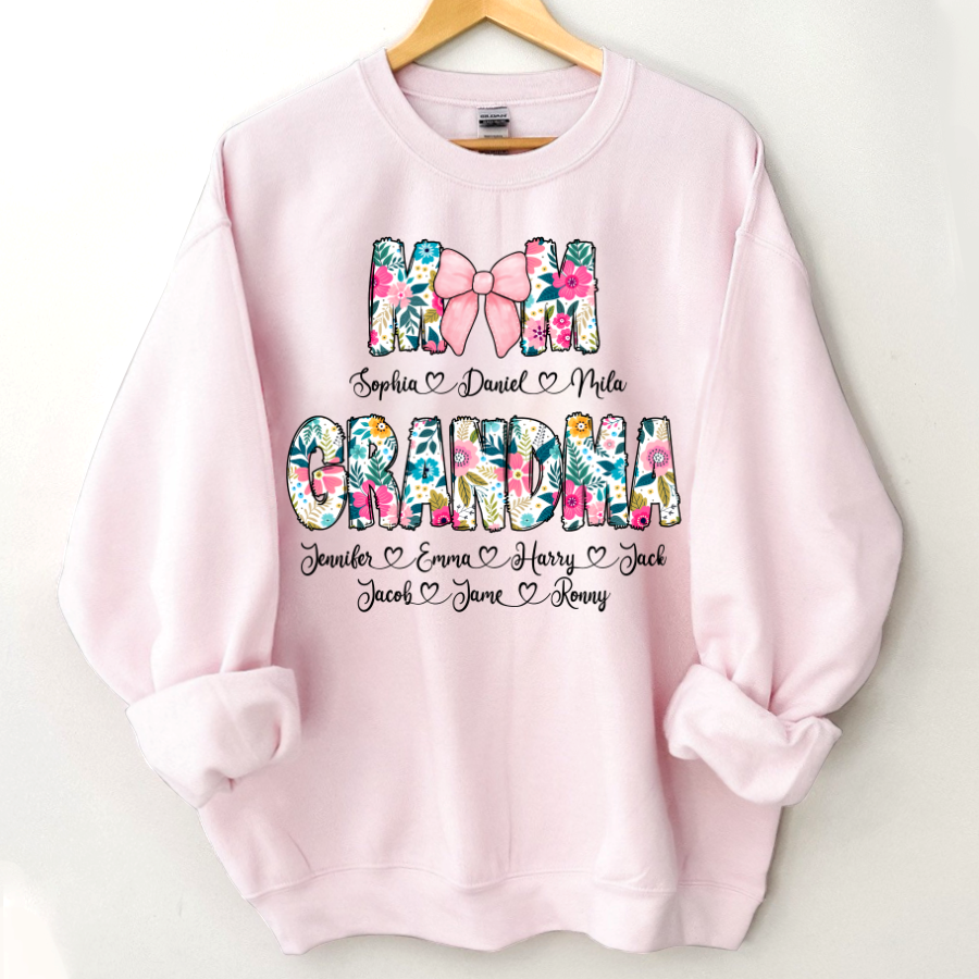 Lofaris Custom Colorful Floral Mom Grandma Kids Sweatshirt