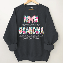 Lofaris Custom Colorful Floral Mom Grandma Kids Sweatshirt