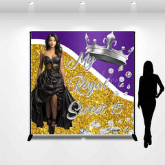 Lofaris Custom Crown Gold Purple Sweet 15 Birthday Backdrop