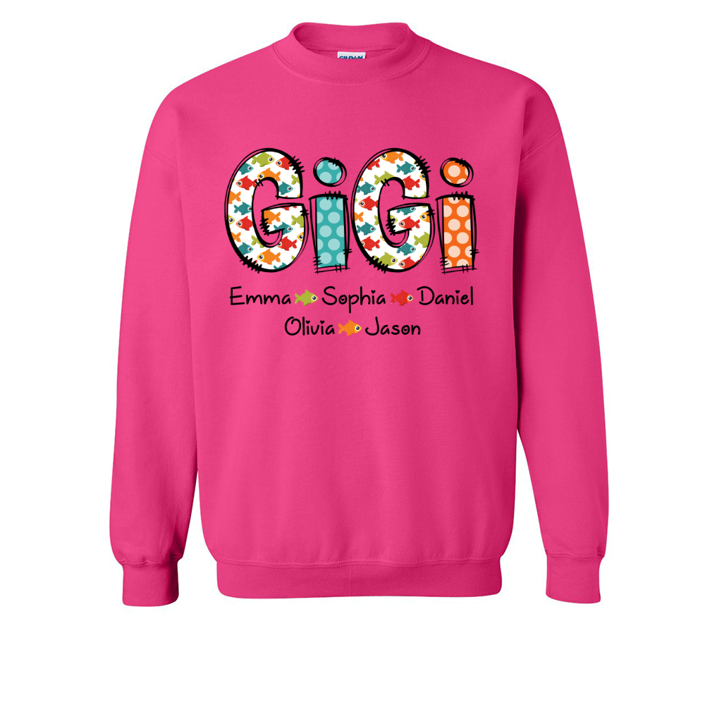 Lofaris Custom Cute Dots Gigi Fishing And Grandkids Sweatshirt