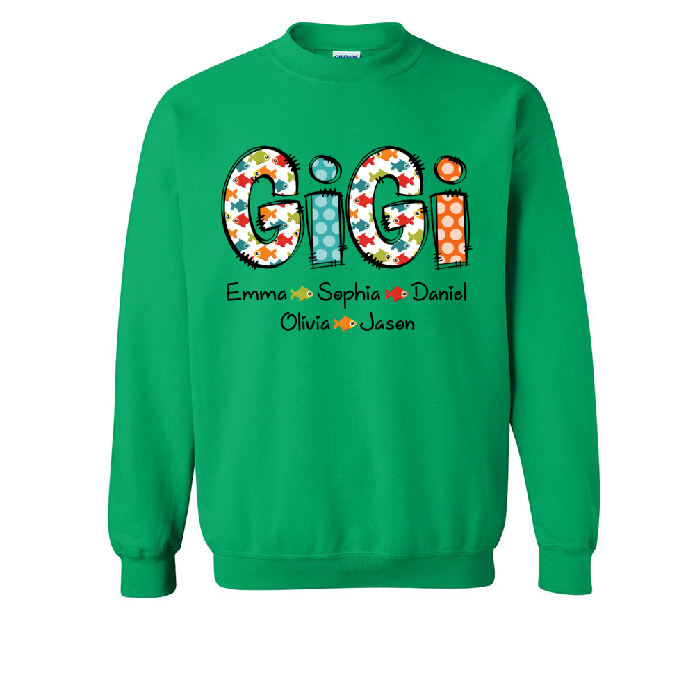 Lofaris Custom Cute Dots Gigi Fishing And Grandkids Sweatshirt