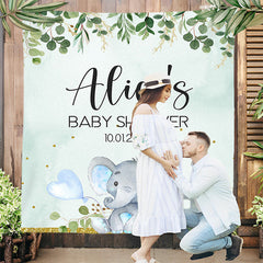 Lofaris Custom Cute Elephant Green Backdrop For Baby Shower