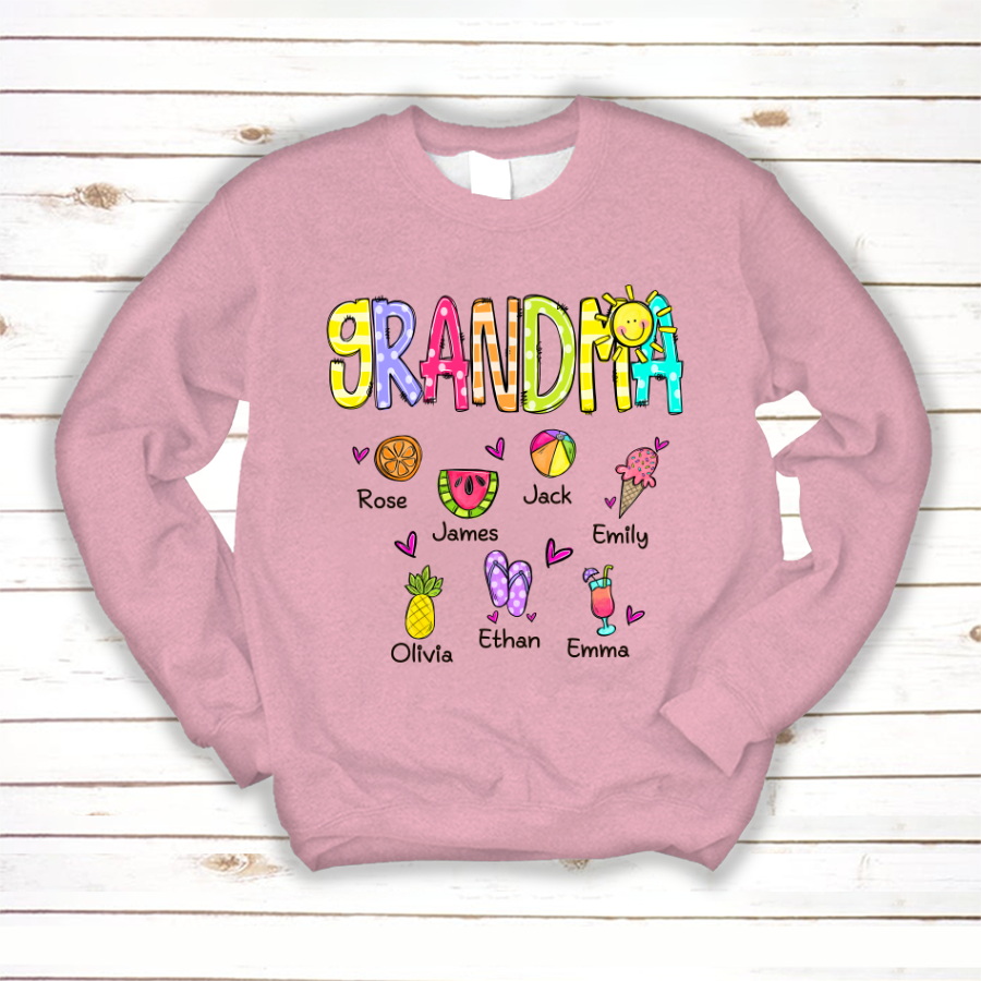 Lofaris Custom Cute Summer Grandma And Grandkids Sweatshirt