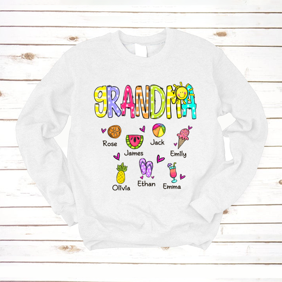 Lofaris Custom Cute Summer Grandma And Grandkids Sweatshirt