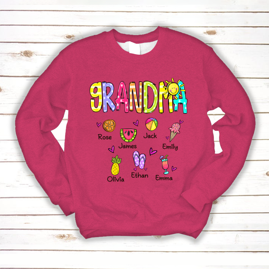 Lofaris Custom Cute Summer Grandma And Grandkids Sweatshirt