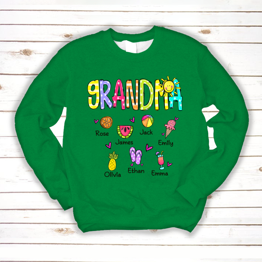 Lofaris Custom Cute Summer Grandma And Grandkids Sweatshirt