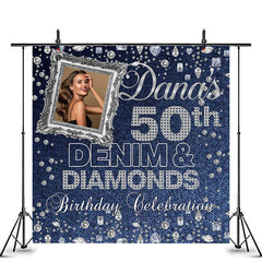 Lofaris Custom Denim And Diamond 50th Birthday Photo Backdrop