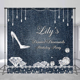 Lofaris Custom Denim Diamonds High Heels Birthday Backdrop