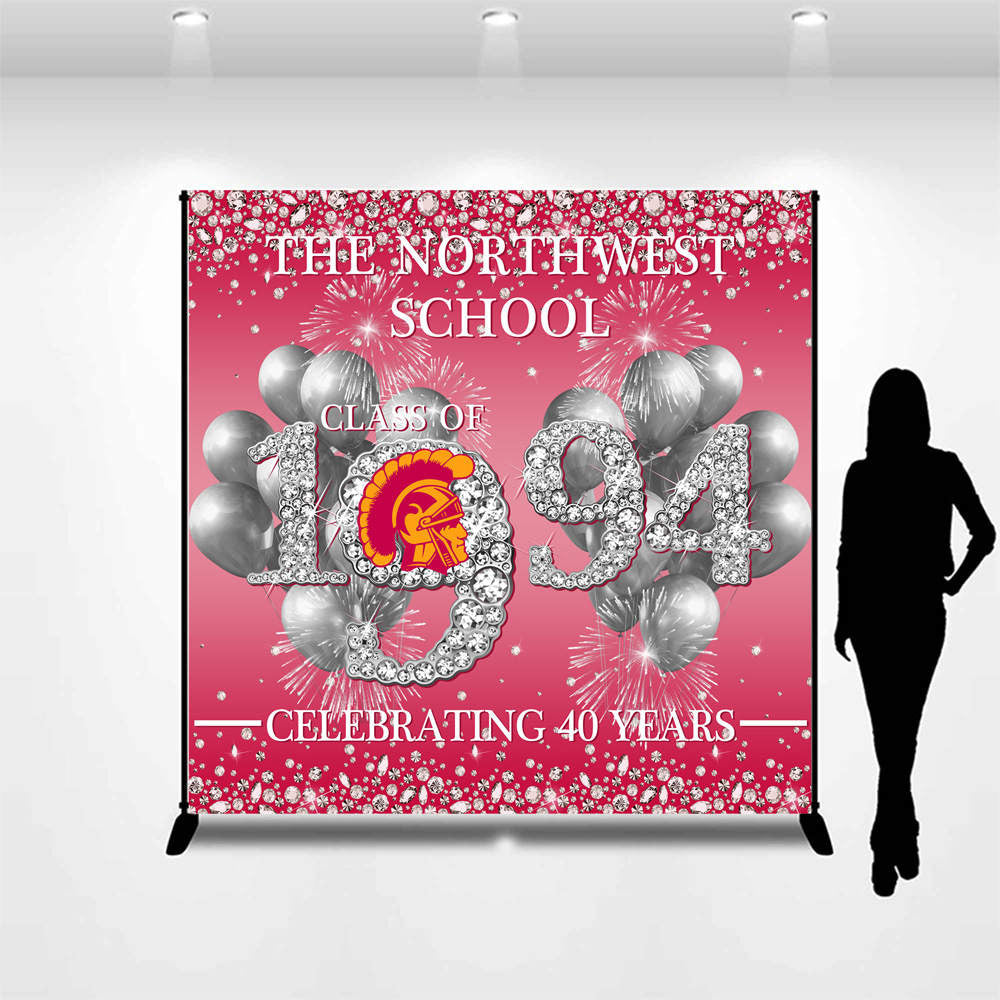 Lofaris Custom Diamond Pink Balloon Class Reunion Backdrop