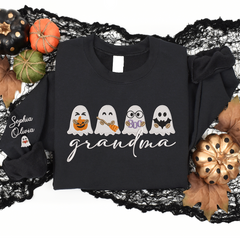 Lofaris Custom Embroidered Cute Ghosts Grandma Sweatshirt