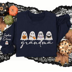 Lofaris Custom Embroidered Cute Ghosts Grandma Sweatshirt