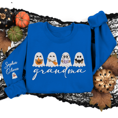 Lofaris Custom Embroidered Cute Ghosts Grandma Sweatshirt