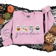 Lofaris Custom Embroidered Cute Ghosts Grandma Sweatshirt