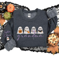 Lofaris Custom Embroidered Cute Ghosts Grandma Sweatshirt