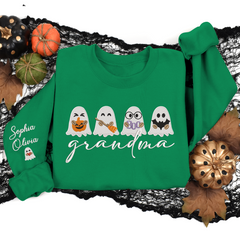 Lofaris Custom Embroidered Cute Ghosts Grandma Sweatshirt