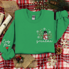 Lofaris Custom Embroidered Cute Snowman Grandma Sweatshirt