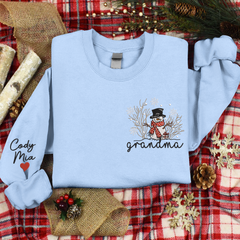 Lofaris Custom Embroidered Cute Snowman Grandma Sweatshirt